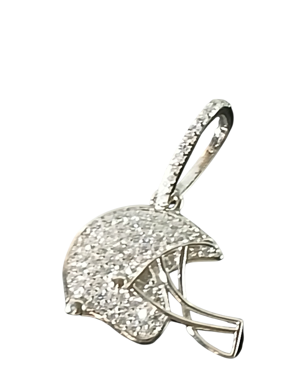 Sterling Silver Icedout Football Helmet Pendant Necklace Charm